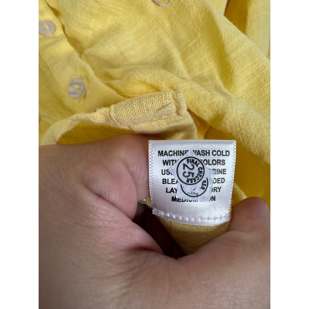 Jennifer & Grace Banana Yellow Embroidered Lace Cotton Blouse XL CT2935M - Picture 5 of 7